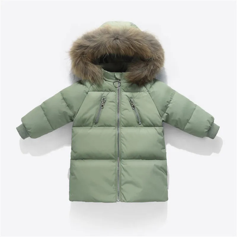

Winter Girls White Duck Down Jackets Kids Thick Warm Coats Children's Down Parkas Baby Raccon Fur Collar Hooded Outerwears G230