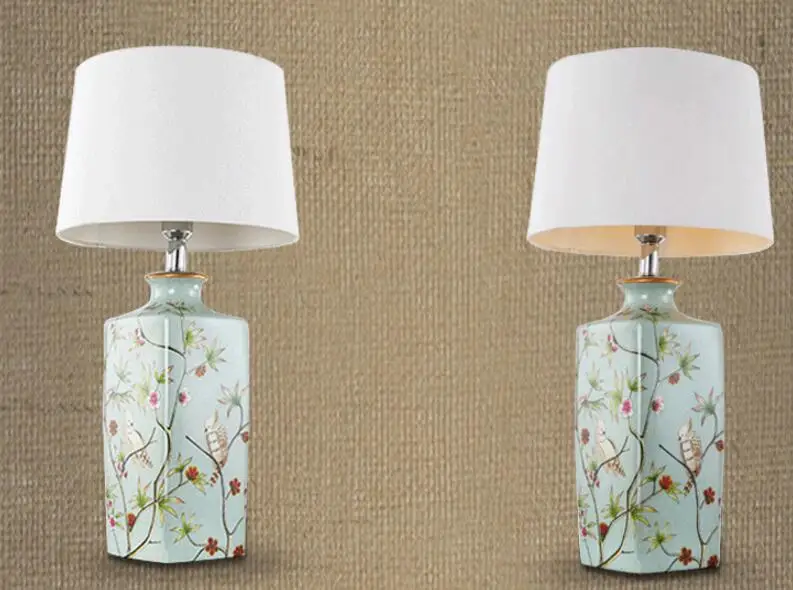 Традиционная винтажная китайская керамическая настольная лампа E27 элегантное настольное освещение для спальни