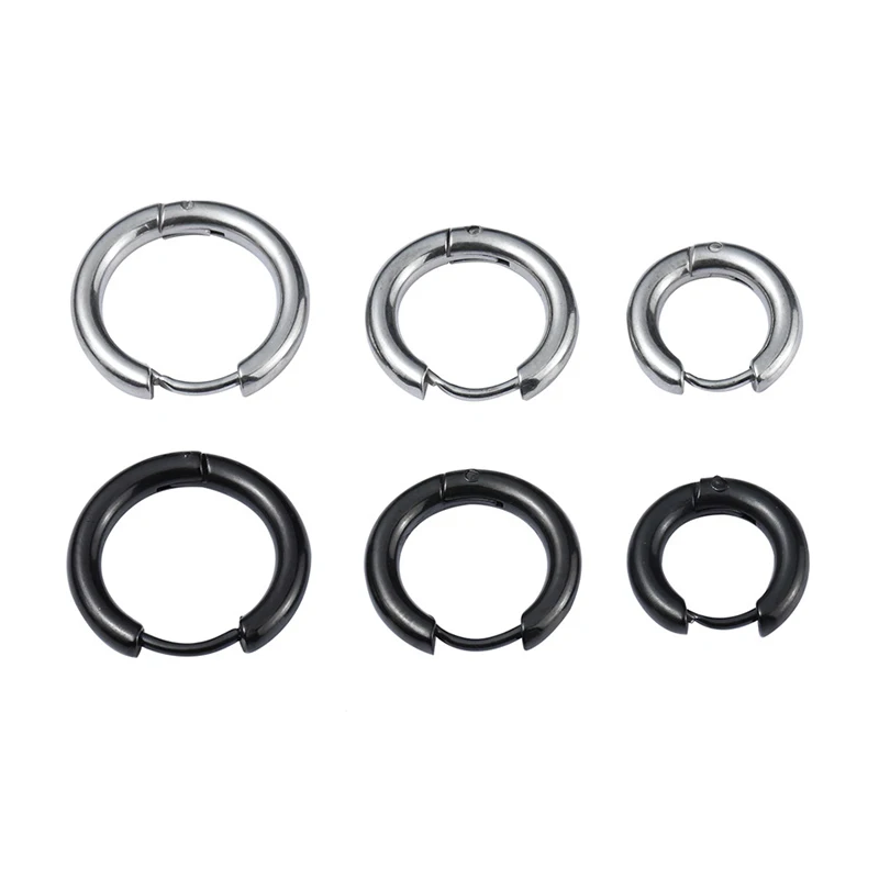 

Stainless steel Hoop Earrings For Men Women Black Silver-color Hoop Earrings Round Shape Small Earring Fashion Jewelry Charms