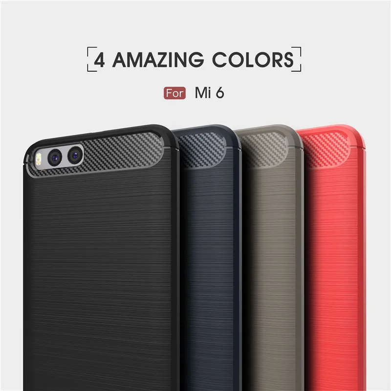 Slim Armor For Xiaomi MI6 Phone Case Silicone Soft Carbon Fiber Phone Cases Cover for Xiaomi MI 6 Case Capa Coque Shell