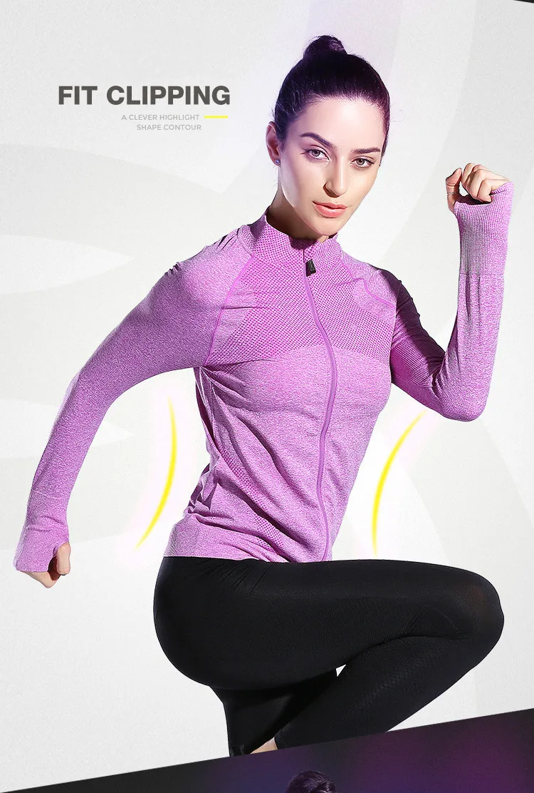 Imlario Бесшовные женские куртки на молнии для бега, розовый топ для йоги, тренировочные костюмы для фитнеса, спортивные куртки с длинным рукавом и отверстиями для большого пальца