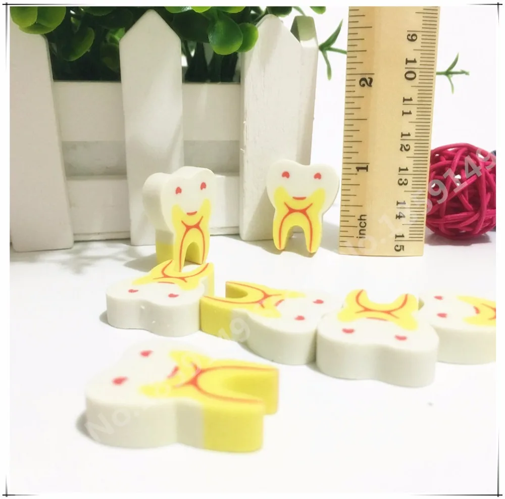 200pcs Molar Shaped Tooth Rubber Erasers Dentist Dental Clinic School