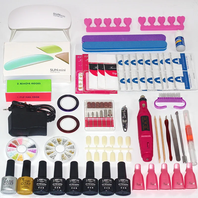36/6 Вт УФ лампы 6 Цвет Soak Off Gel Nail Top Coat гель лак для ногтей комплект маникюрный набор