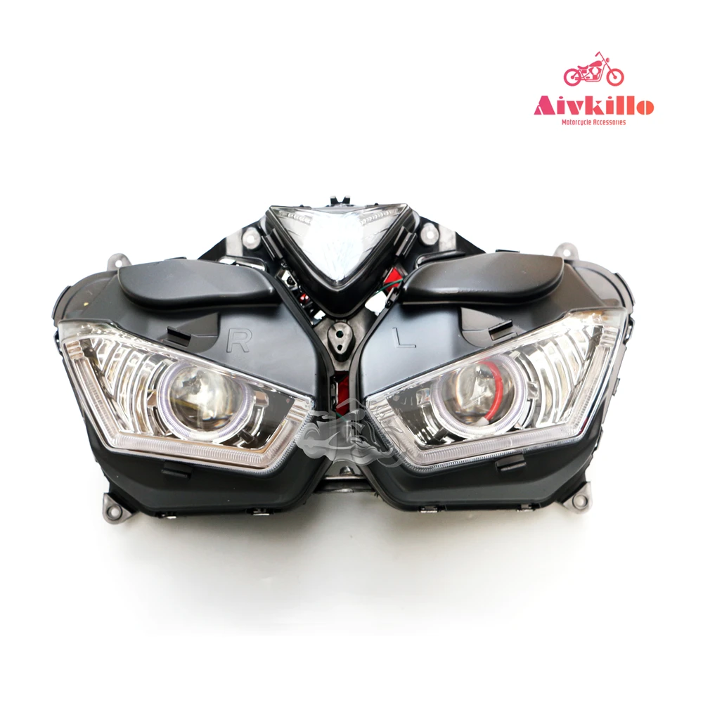 

Motorcycle Spare parts headlamp with angel eyes HID Projector headlight with project for Yamaha YZF-R3 YZF-R25 2013-2016 14 15