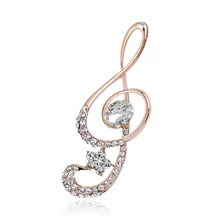 Musical Notation Brooches For Women New Austria Crystal Rhinestone Brooch Pins Jewelry