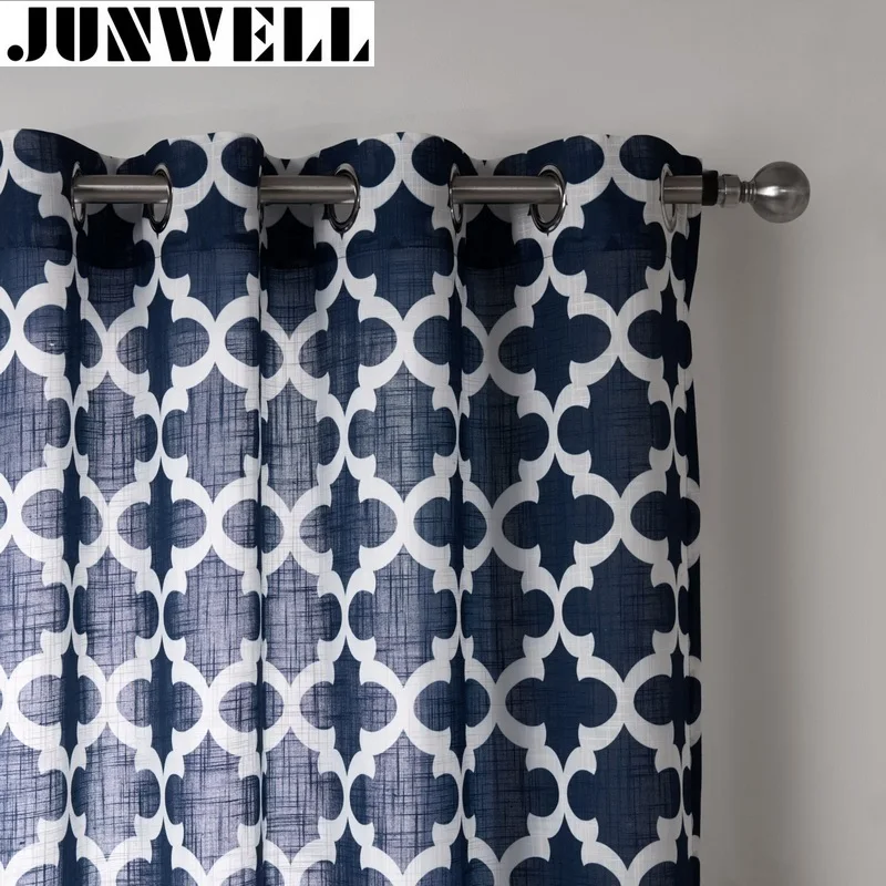 Junwell полиэстер ткань панели полу плотные шторы для гостиной льняном стиле занавес для спальни шторы перфорации Топ процесс