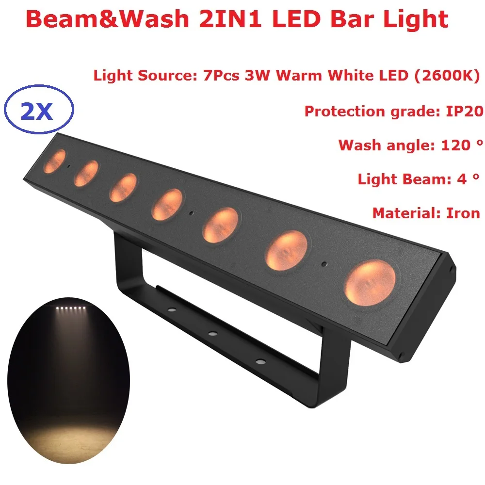 Beam Wash 2IN1 LED Stage Effect Lights 7X3W Warm White LED Bar Lights