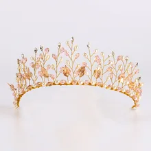 FORSEVEN Handmade Gold Pearls Crystal tiara Headband For Summer Women Rhinestones Hair Jewelry Wedding Bride Hair Accessories