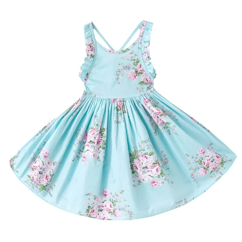 

2018 Summer Children's Dress Beach Floral Kids Dresses for Baby Girls Dress Teen Cotton Vestido Infantil Princess Infant Party