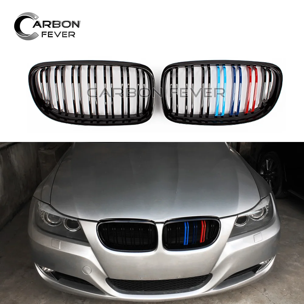 

Dual Slat Racing Grille For BMW 3 Series E90 E91 316i 318i 320i 323i 325i 328i 330i 335i 2008-2011 Gloss Black M Color Grill