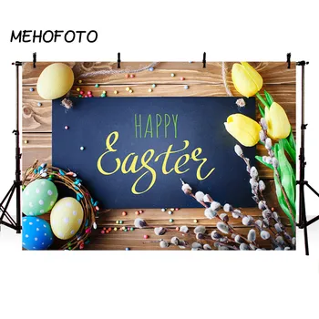 

MEHOFOTO Easter Photography Background Wood Floor Egg Backdrop for Photo Studio Photobooth Spring Decoration
