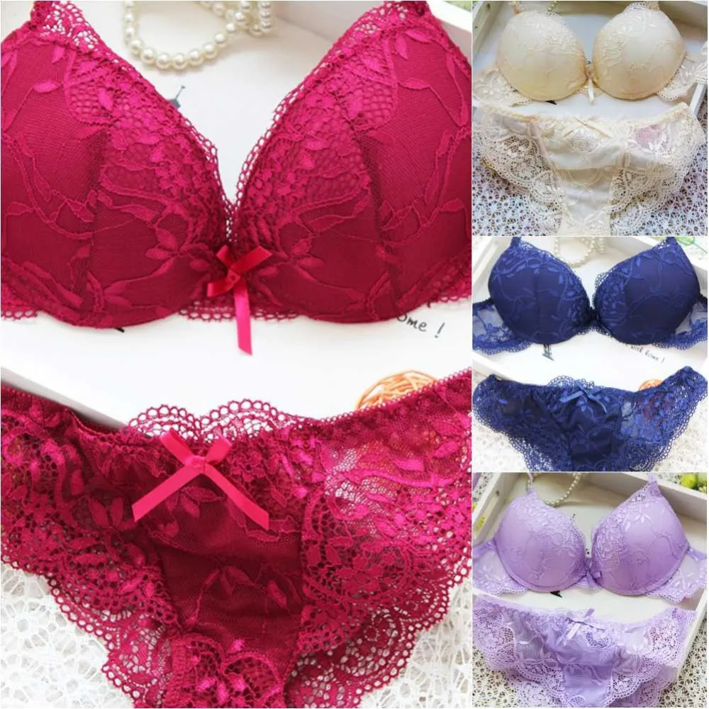 French Famous brand transparent bra romantic temptation lace bra set young women underwear set push up bra and panty set lace underwear set