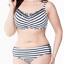 Комплект бикини европейского размера плюс, женский купальник, женский сексуальный полосатый бикини, большой размер, купальные костюмы для женщин, пляжный купальник, XX-6812