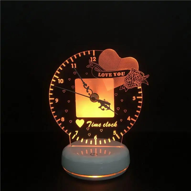 Chiclits Novelty Time Clock 3D LED Table Lamp USB Touch Remote Control Night Light With Multicolor I Love You For Kid Bedroom (5)