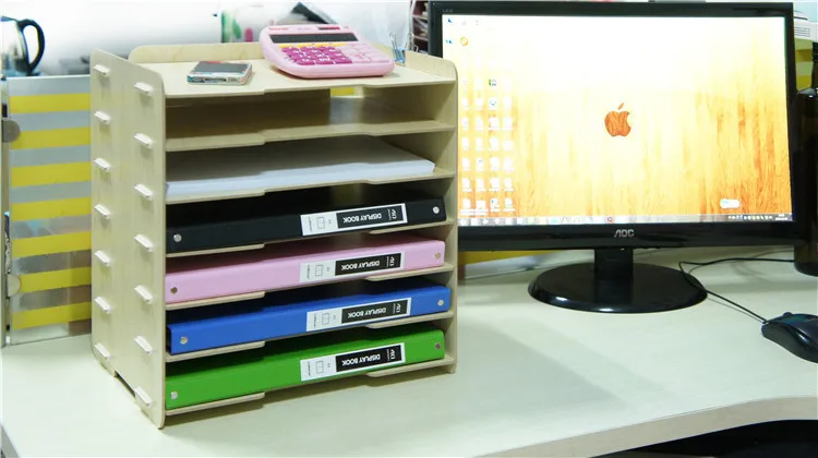 1 шт. креативная Деревянная офисная А4 стойка для хранения файлов, Настольная многоточечная A087