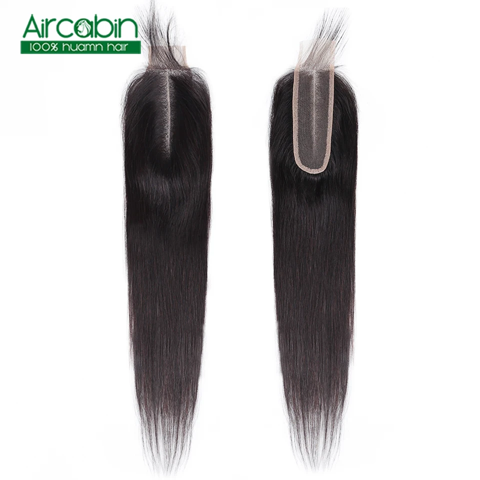

2x6 Brazilian Straight Hair Closure Human Hair Lace Closure Middle Part 130% Density Natural Color Lace Closure Non Remy