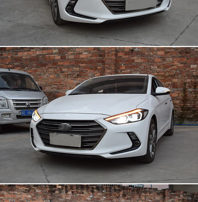 KOWELL автомобильный Стайлинг для- фары для автомобиля Hyundai Elantra СВЕТОДИОДНЫЙ Фонарь СВЕТОДИОДНЫЙ DRL+ сигнал поворота Биксеноновые линзы Высокий Низкий Луч