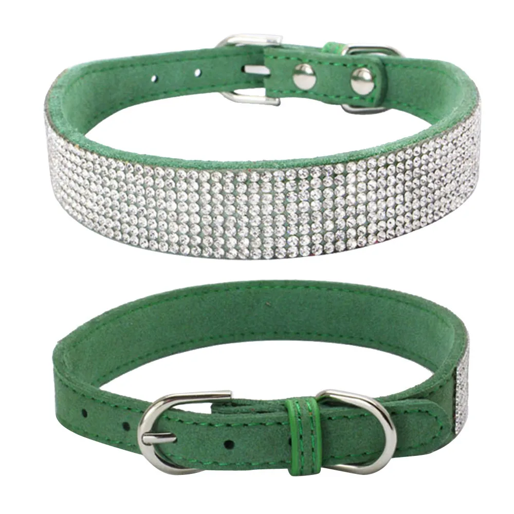 Diamonds Leather Pet Dog Collar Leash with Bling Crystal Rhinestone Studded Walking Chains Leads