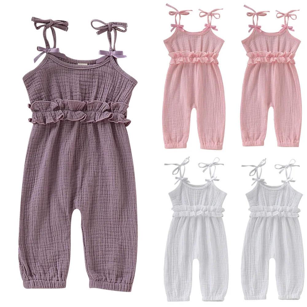 Kids Baby Girls Overalls Sleeveless Backless Romper Toddler Girl Jumpsuit Wide Leg Pants Trousers Girls Summer Clothes 0-24M carters baby bodysuits	
