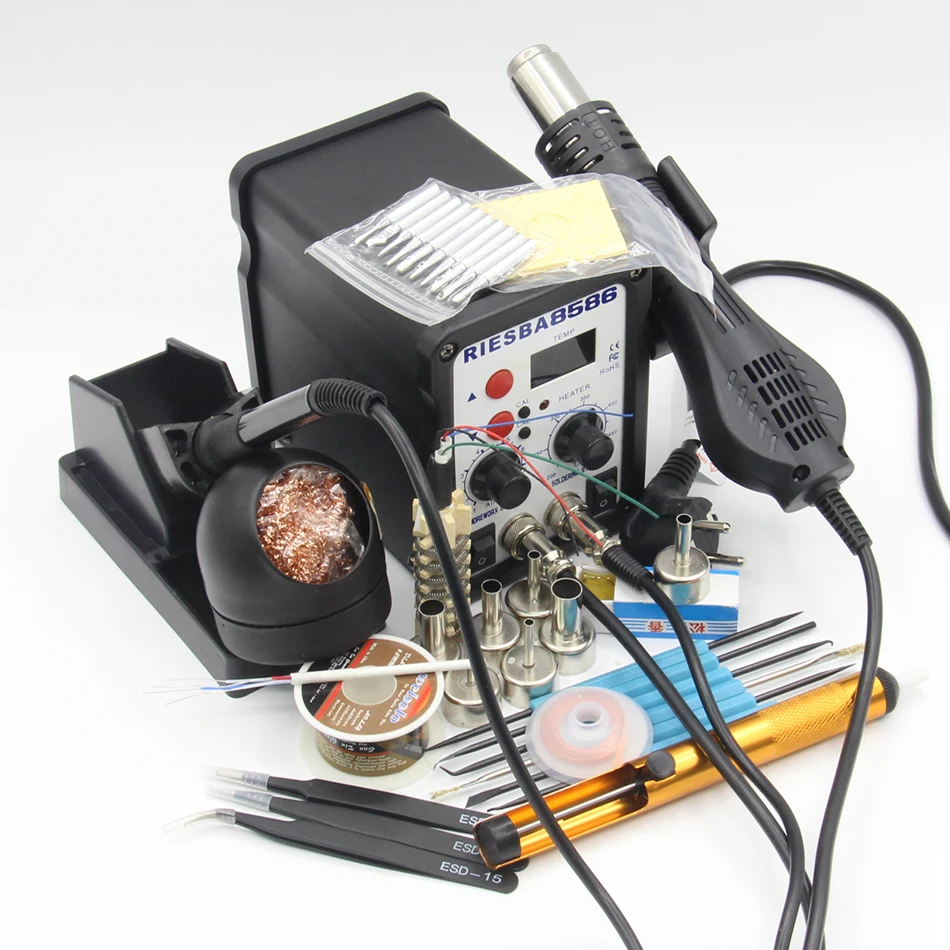 

8586 700W ESD Soldering Station LED Digital Solder Iron Desoldering Station BGA Rework Solder Station Hot Air Gun Welder