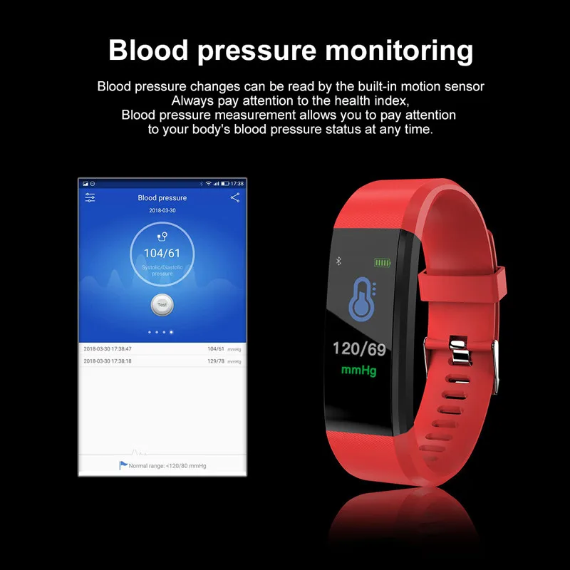 Hembeer New Smart Bracelet Men Women Heart Rate Monitor Blood Pressure Fitness Tracker Smartband Sport for ios android +BOX