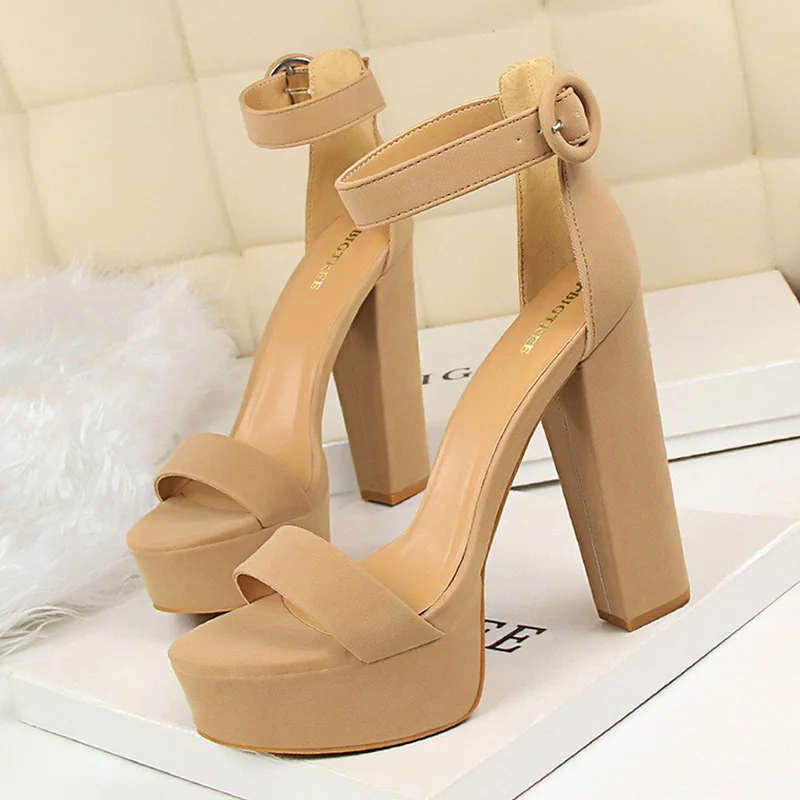 

BIGTREE Shoes Women Pumps High Heels Shoes Women Heels Sexy Block Heels Fashion Women Sandals Platform Buckle New Ladies Shoes