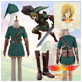 

The Legend of Zelda Link Cosplay Costume Custom Adult Men Outfit Cloth Shoes Boots COS Wig Curly Hair Full Set (W0510/J0010)