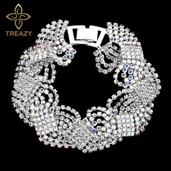 

TREAZY Gorgeous Crystal Bracelets for Women Rhinestone Twisty Pulseras Bracelets Bangles Fashion Bridal Wedding Party Jewelry