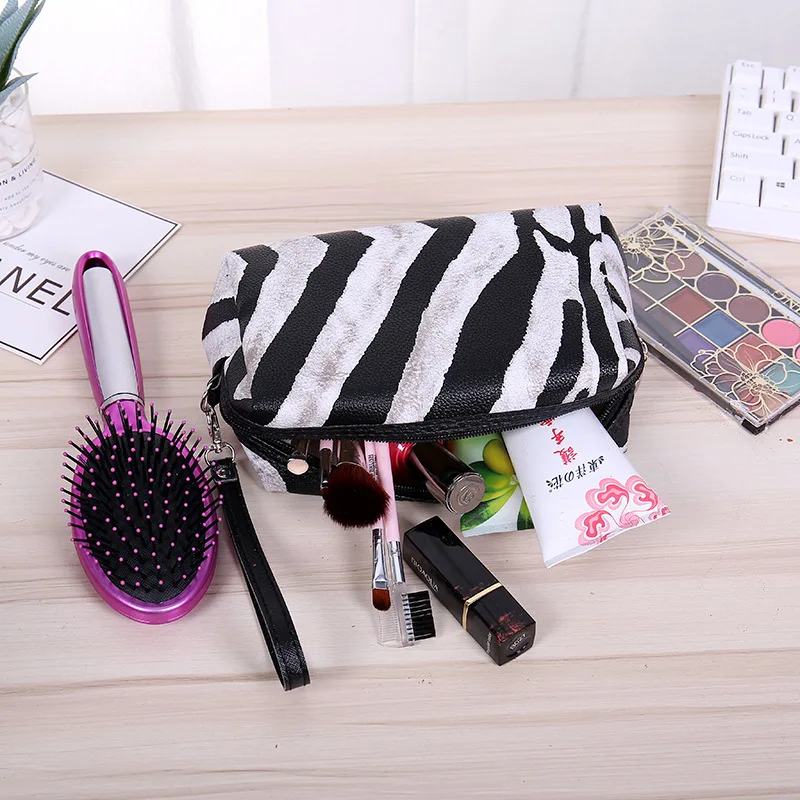 black and white make up storage Pouch cosmetic organizer bag Women travel makeup case Fashion Waterproof Portable make up bags