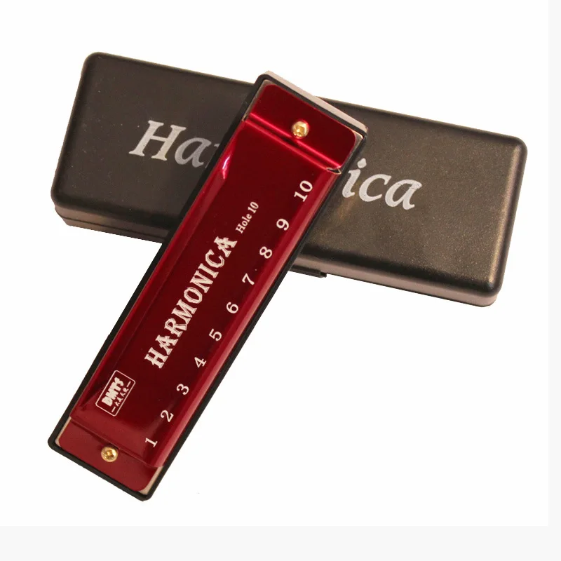 

10 Holes Key of C Blues Harmonica Musical Instrument Educational Beginner Teaching Playing Gift Copper Core Resin Harmonica