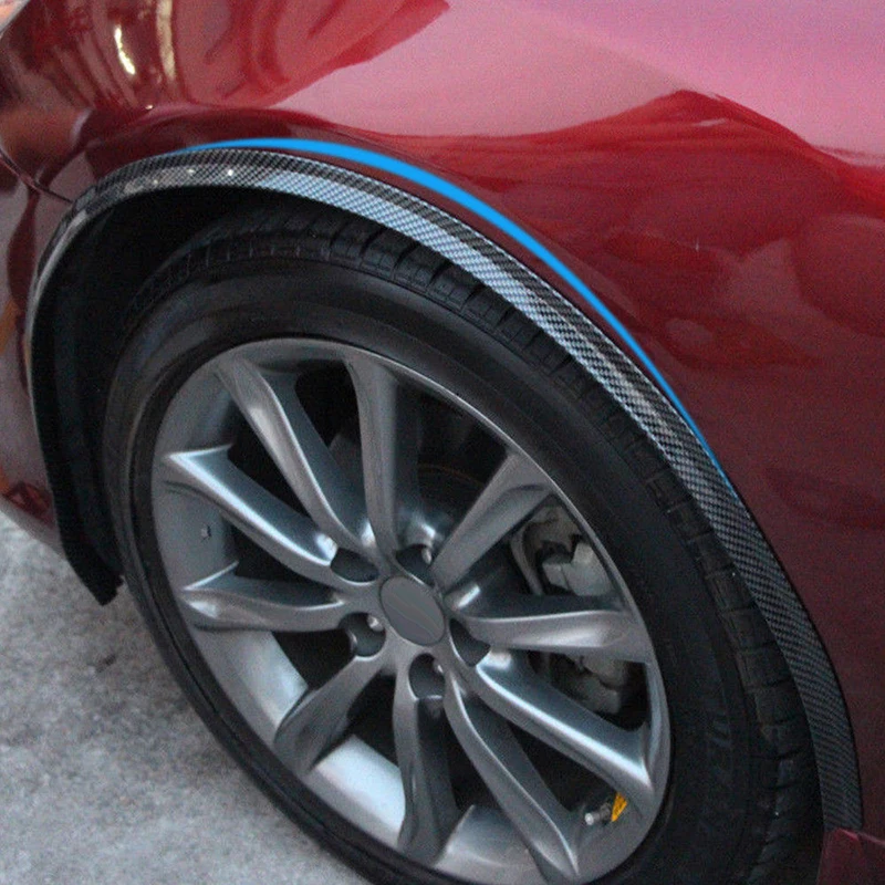 

2.5m Car Wheel Eyebrows Molding Fender Flare Protector Sticker Carbon Fiber Black High Quality Car Wheel Arch Lips Strip 2pcs