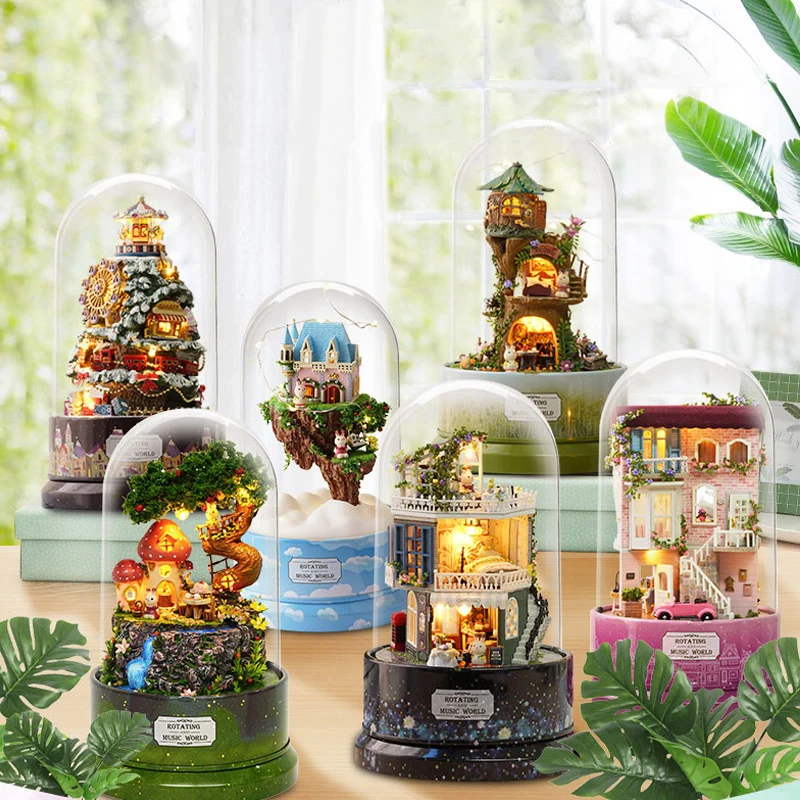 Cute-Room-DIY-Dollhouse-Miniatures-Doll-House-Dust-Cover-With-Furnitures-Miniature-Wooden-House-Model-Toys