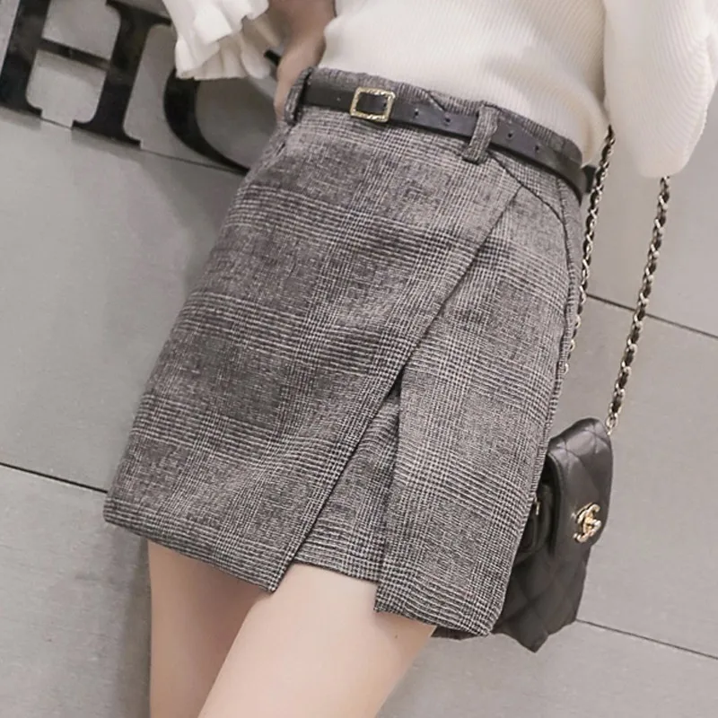 

Women Skirt Fashion Plaid Faldas Femininas Irregular High Waist Skirts Ladies's Casual Autumn Vintage Jupe Feminina H0018