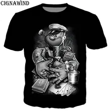 Новое поступление, футболка для мужчин/женщин, мультяшный аниме Popeye, 3D принт, футболки, короткий рукав, Harajuku стиль, футболка, уличная одежда, топы