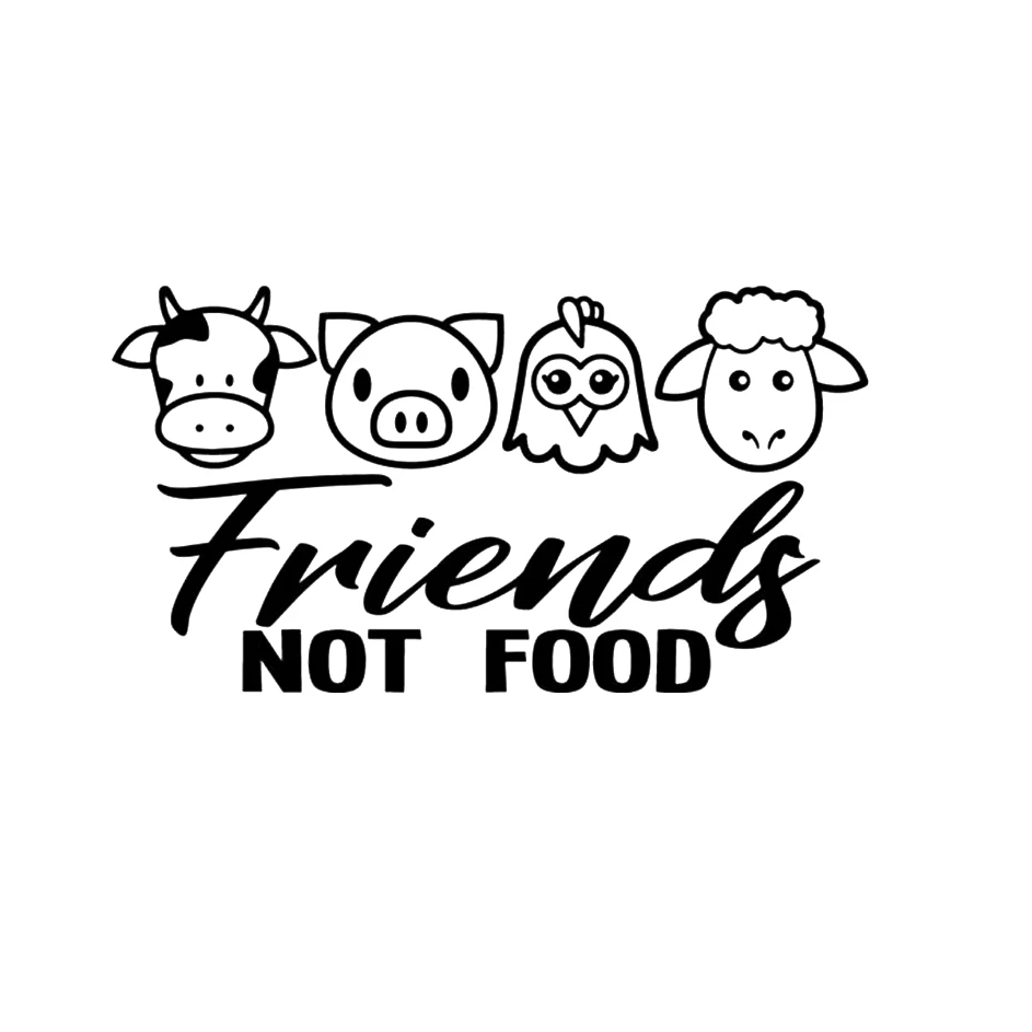 

Vegan Friends Not Food Cow Chicken Pig Meat Lamb Decal Window Bumper Sticker Car