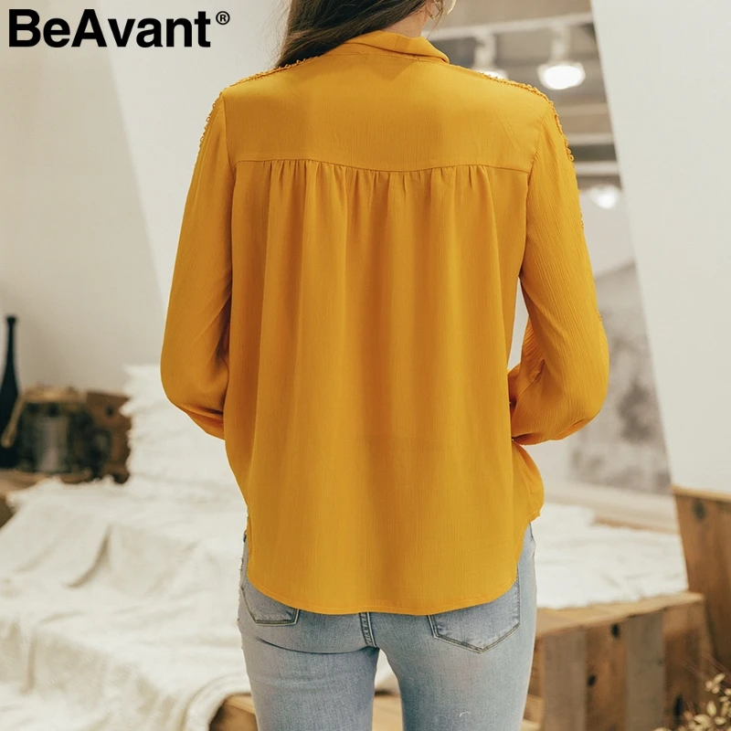 Женская офисная блузка с длинным рукавом BeAvant элегантная Свободная вырезом и