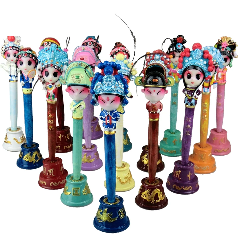 

Chinese Kawaii comedy Craft Peking Opera Ballpoint Crafts Q version cartoon gel pen Vogue Handicraft Promotional Pen home decor