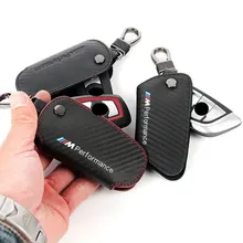 Leather Carbon Fiber Key holder wallet bag M Emblem Key Case For Bmw F30 F10