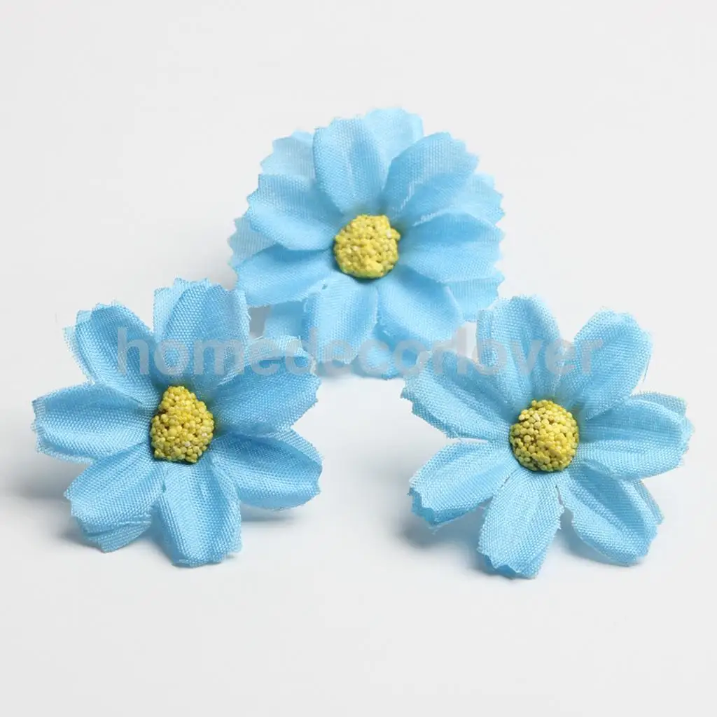 50pcs 4cm Silk Flower Daisies Flower Heads for Wedding/Car/Spring/Home/Garden Decoration Wreath DIY Floral Arts and Crafts