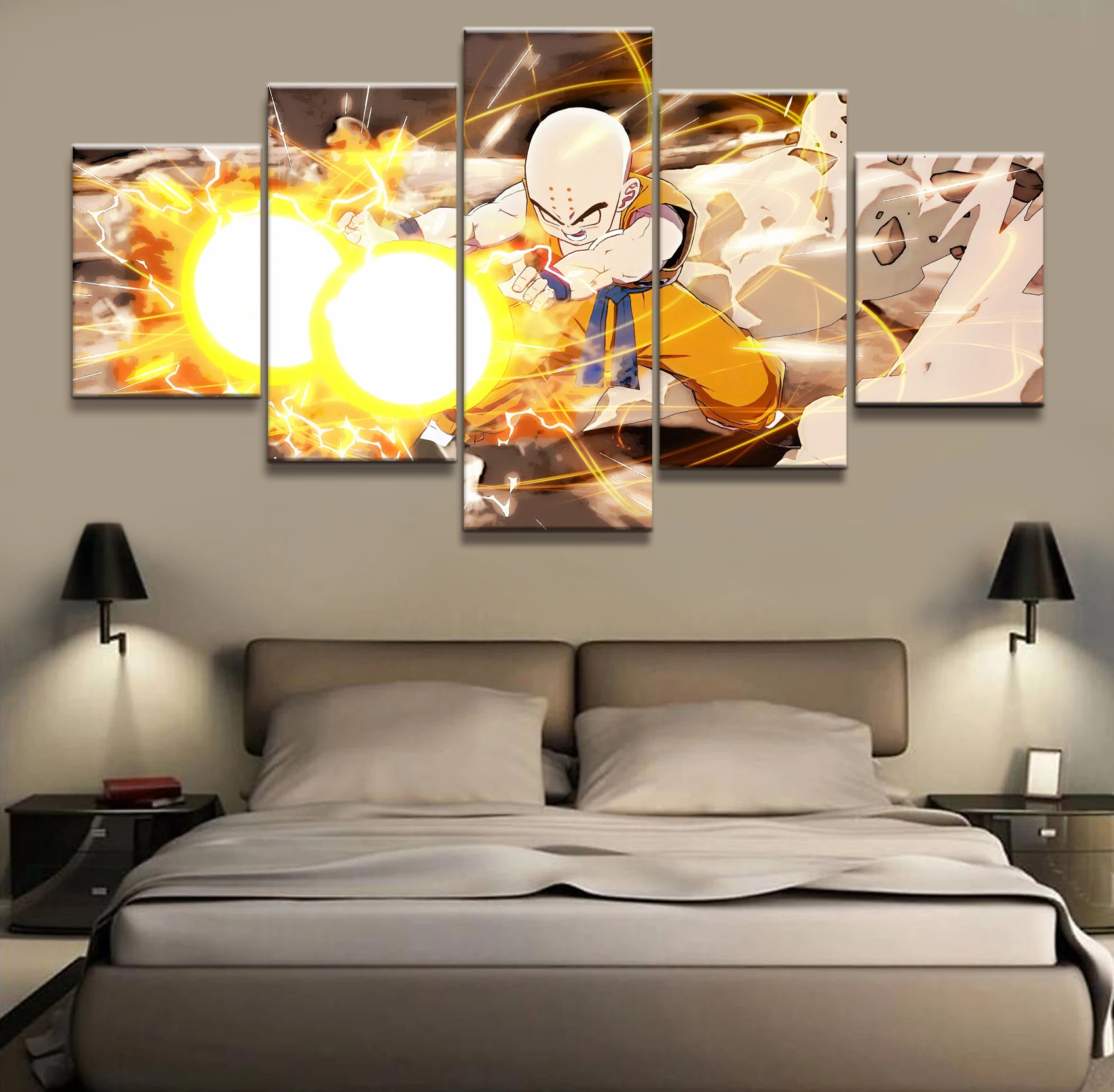

5 Piece Animation Goku Dragon Ball Kulilin Canvas Printed Wall Home Decor For Living Room Dragon Ball Poster Canvas Wholesale