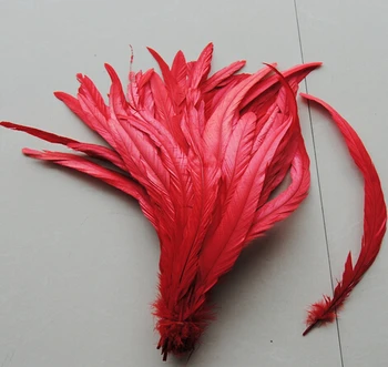 

Free shipping 200 Pcs/lot 35-40cm red rooster feathers dyed saddle coque feathers for party/stage performace /cosplay/headdress