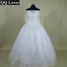 QQ Lover 2017 New Half Sleeves Lace Off The Shoulder Ball Gown Wedding Dress Bridal Gown Vestido De Noiva