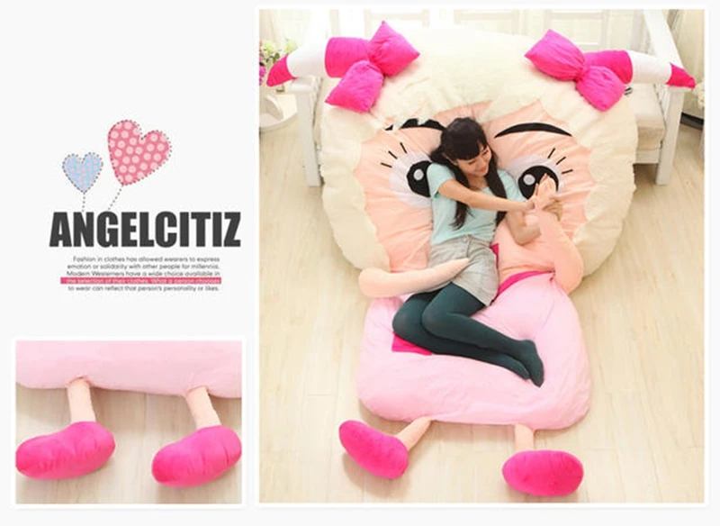 Dorimytrader Kawaii Cartoon Sheep Plush Beanbag Anime Character Sleeping Bag Bed Sofa Tatami  for Adults and Kid Gift Room Decoration 200x150cm DY50179   (8)