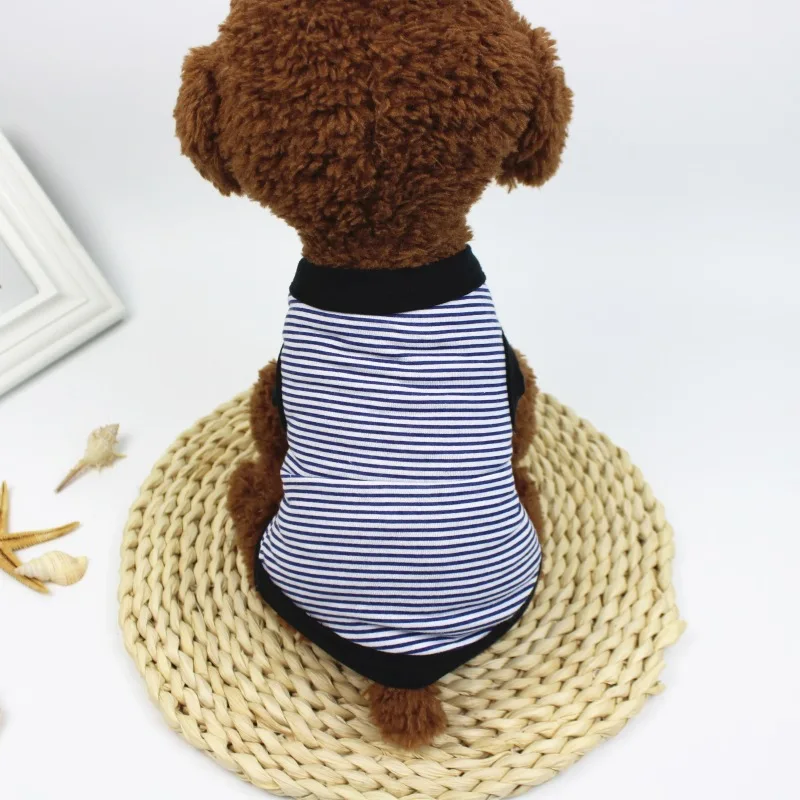 Хлопковый жилет для собаки футболка Летняя одежда для собак модная полосатая футболка хлопковая собачка одежда пальто