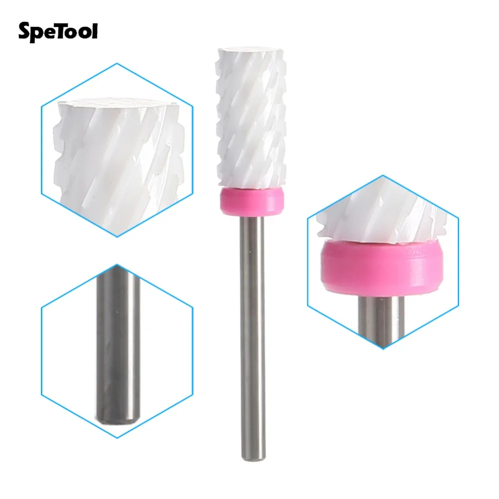 

SpeTool Ceramic Nail Bit 2.35mm Shank 3 Extra Coarse Grinding Polish Nail Beauty Rotary Burr For Electric Manicure Dental Care