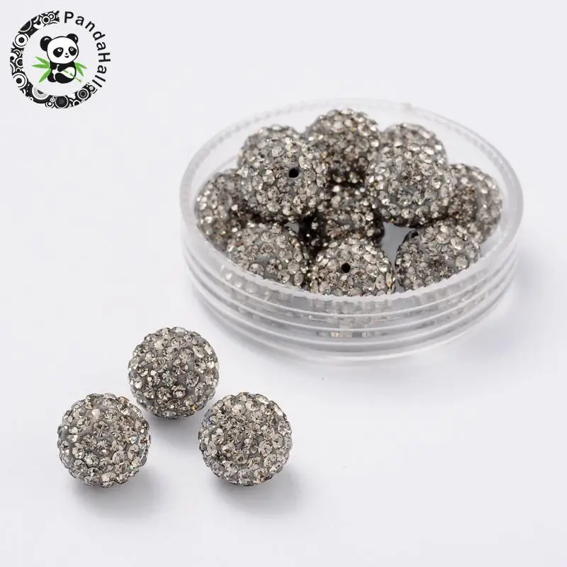 

10mm Grade A Pave Disco Ball Beads Round Polymer Clay Rhinestone Beads for Jewelry Making DIY, Hole: 1mm