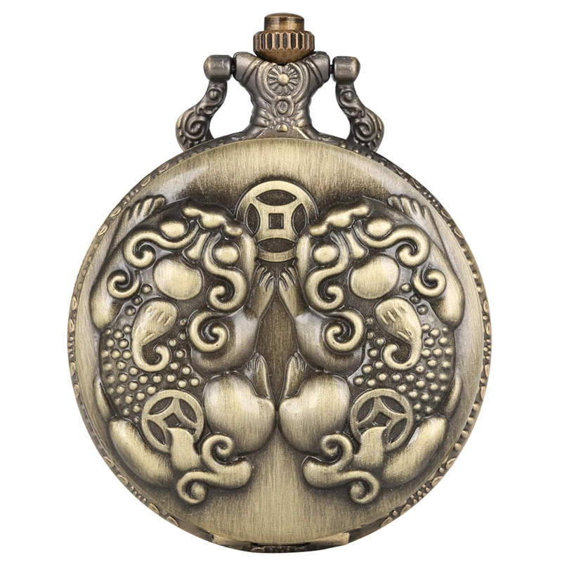 

Bronze Mythical Wild Animal Brave Troops Quartz Pocket Watch Retro Necklace Pendant Clock For Men Women With 80cm Chain Reloj