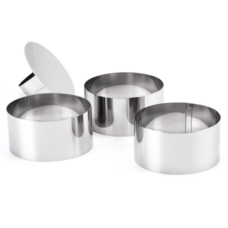 

4Pcs Mousse Rings Baking Cake Molds with Push Cover Cake Decorating Tools Household Stainless Steel Kitchen Bakeware Baking