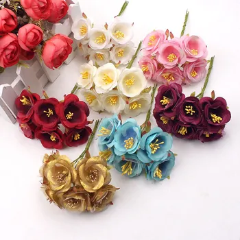 

60pcs Yellow Stamen Cherry Silk Artificial Flower For Wedding Home Decoration Accessories Floral Scrapbooking DIY Craft Supplies