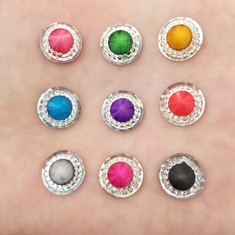 

HOT 40PCS 12mm Resin Round crack Rhinestone Flatback scrapbooking for phone craft diy buttons K01